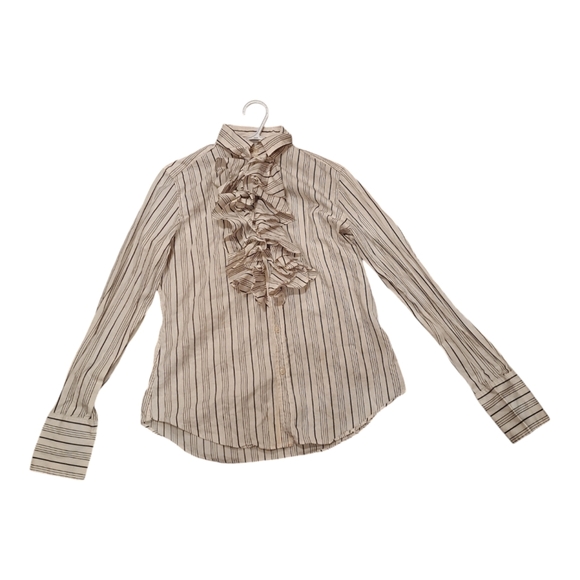 Ralph Lauren Sport Tuxedo Ruffle Blouse - Picture 2 of 8